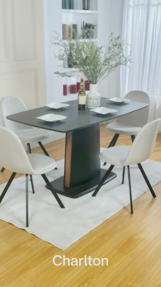 Sillas de Comedor Comedor Charlton FABRIC BEIGE BLACK LEG H1825